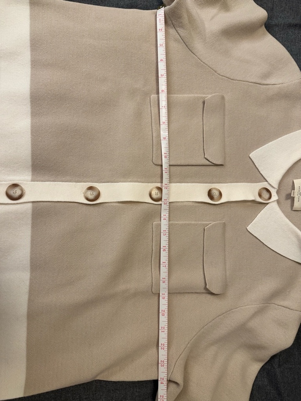 Sezane Beige & Cream Button Front Merino Wool Betty Cardigan in EUC - Picture 7 of 8